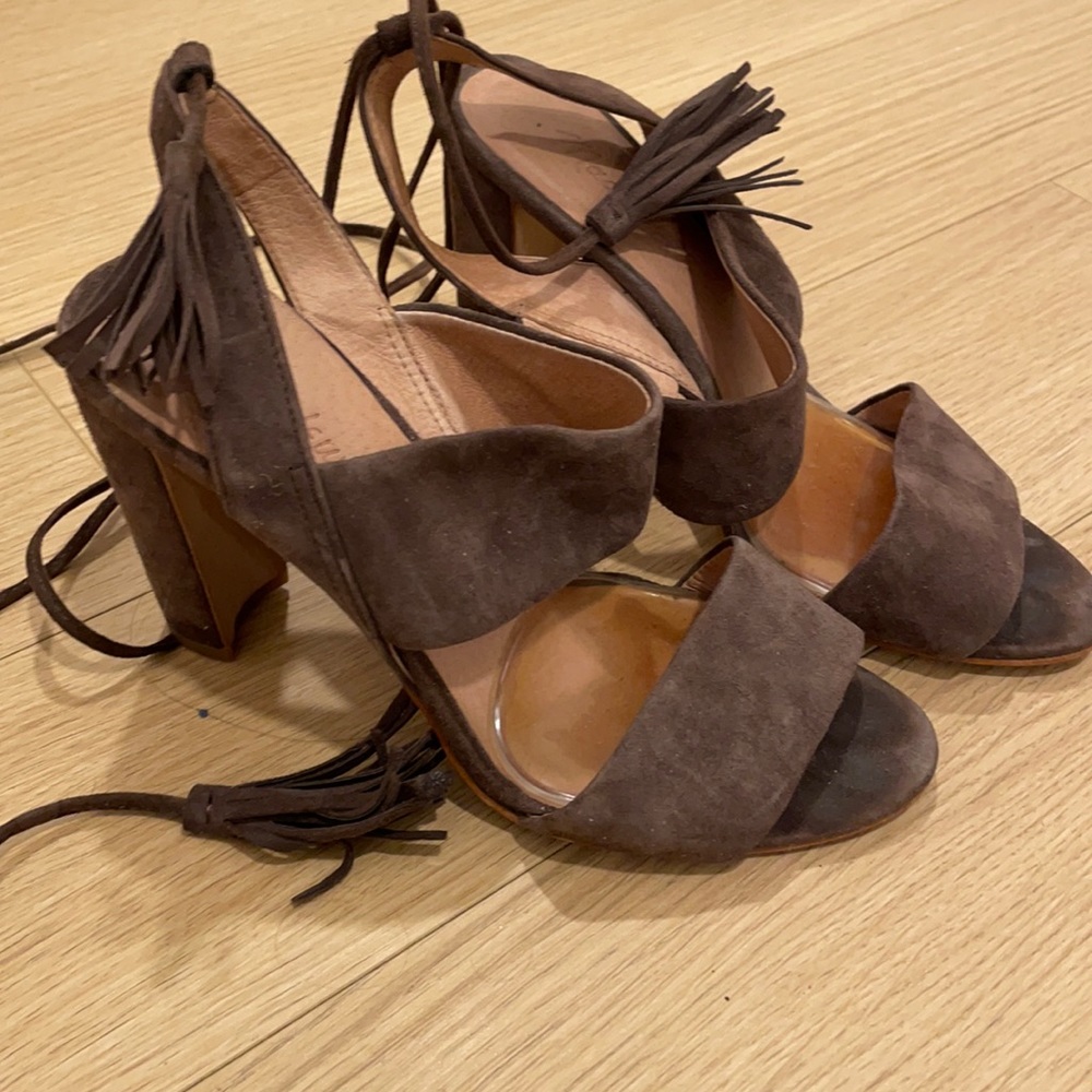 Madewell lavender suede tassel tie heels 6